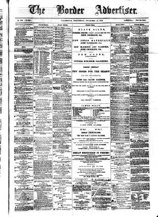 cover page of Border Advertiser published on November 15, 1876