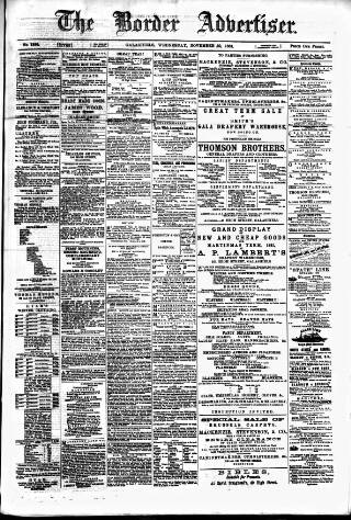 cover page of Border Advertiser published on November 30, 1881