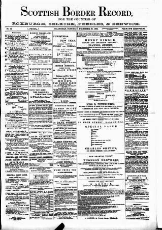 cover page of Scottish Border Record published on December 30, 1882