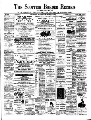 cover page of Scottish Border Record published on September 18, 1886