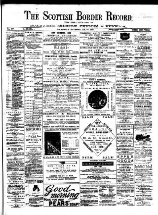 cover page of Scottish Border Record published on July 6, 1889