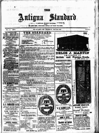cover page of Antigua Standard published on May 29, 1889