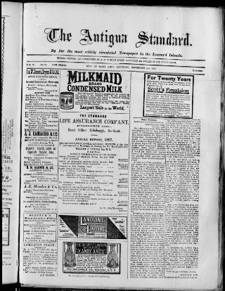 cover page of Antigua Standard published on September 18, 1897