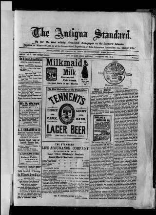 cover page of Antigua Standard published on November 30, 1901