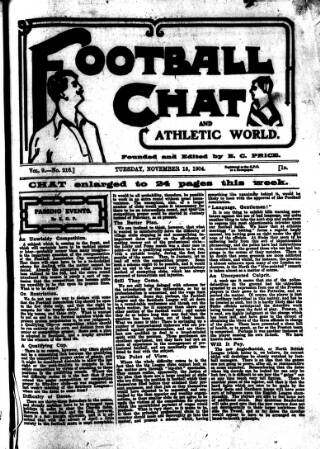 cover page of Athletic Chat published on November 15, 1904