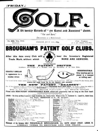 cover page of Golf published on July 6, 1894