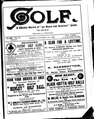 cover page of Golf published on November 30, 1894