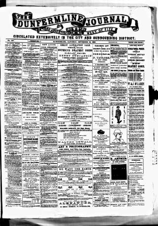 cover page of Dunfermline Journal published on September 18, 1886