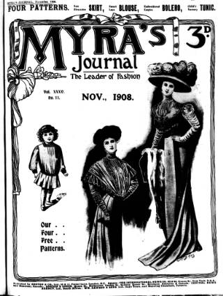 cover page of Myra's Journal of Dress and Fashion published on November 1, 1908