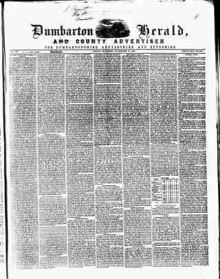 cover page of Dumbarton Herald and County Advertiser published on November 15, 1867