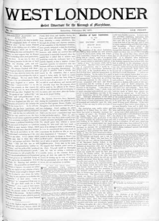 cover page of West Londoner published on February 25, 1871