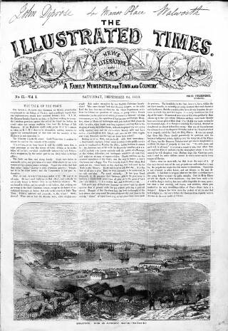 cover page of Illustrated Times 1853 published on December 24, 1853