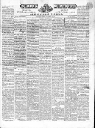 cover page of Surrey Mercury published on November 30, 1846
