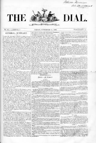 cover page of Dial published on November 30, 1860