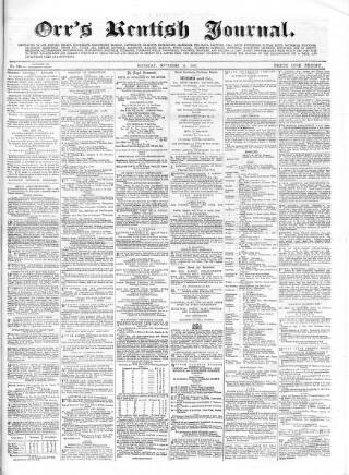 cover page of Orr's Kentish Journal published on November 15, 1862