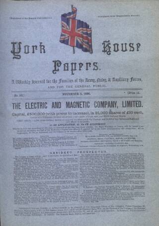 cover page of York House Papers published on November 3, 1880