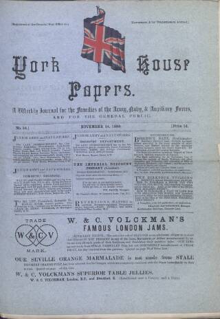 cover page of York House Papers published on November 24, 1880