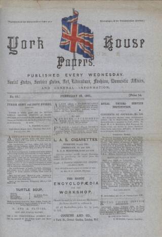 cover page of York House Papers published on February 23, 1881