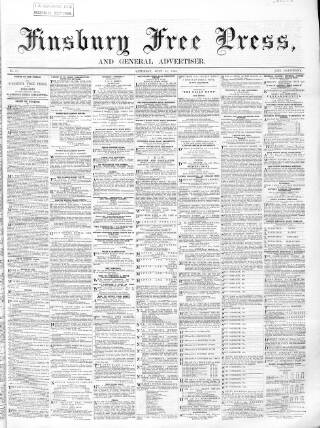 cover page of Finsbury Free Press published on July 18, 1868
