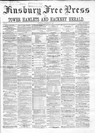 cover page of Finsbury Free Press published on November 28, 1868