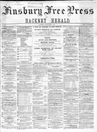 cover page of Finsbury Free Press published on February 6, 1869