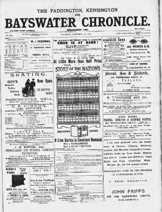 cover page of Bayswater Chronicle published on November 30, 1901