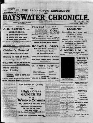 cover page of Bayswater Chronicle published on February 28, 1925