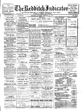 cover page of Redditch Indicator published on February 11, 1911