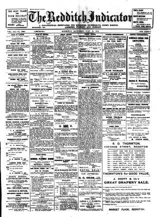 cover page of Redditch Indicator published on July 22, 1911