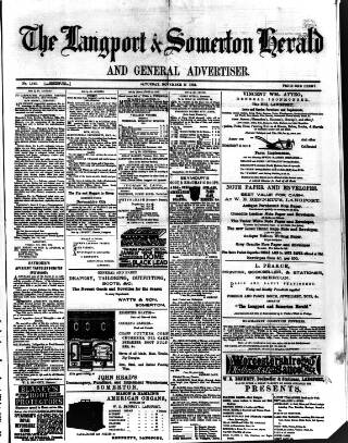 cover page of Langport & Somerton Herald published on November 15, 1884