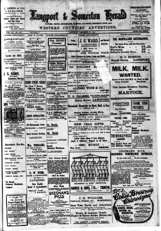 cover page of Langport & Somerton Herald published on December 30, 1916