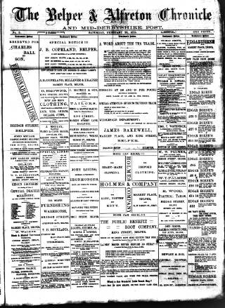 cover page of Belper & Alfreton Chronicle published on February 28, 1885