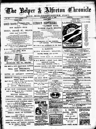 cover page of Belper & Alfreton Chronicle published on July 6, 1889