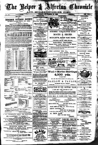 cover page of Belper & Alfreton Chronicle published on September 18, 1896