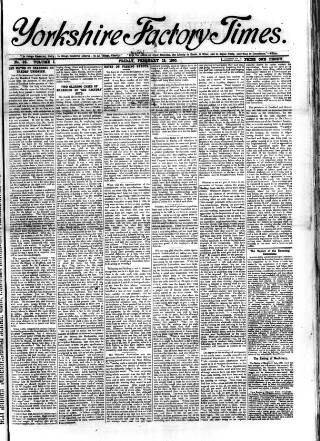 cover page of Yorkshire Factory Times published on February 28, 1890