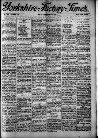 cover page of Yorkshire Factory Times published on September 18, 1908