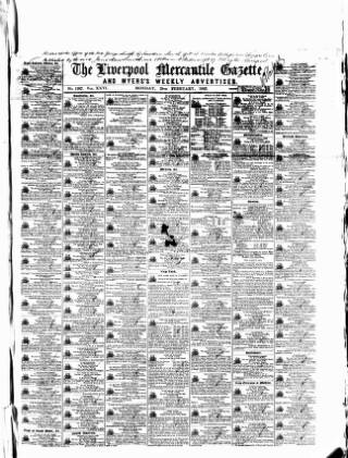 cover page of Liverpool Mercantile Gazette and Myers's Weekly Advertiser published on February 28, 1842
