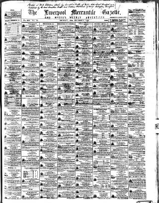 cover page of Liverpool Mercantile Gazette and Myers's Weekly Advertiser published on December 30, 1867