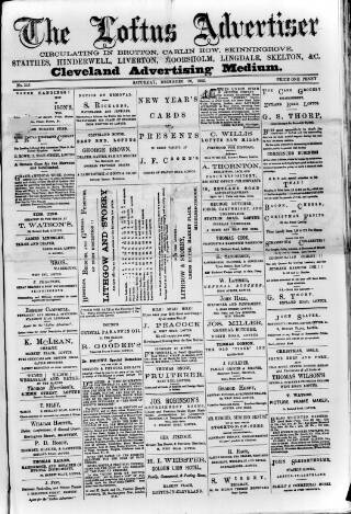 cover page of Loftus Advertiser published on December 30, 1882