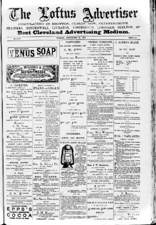 cover page of Loftus Advertiser published on November 15, 1895