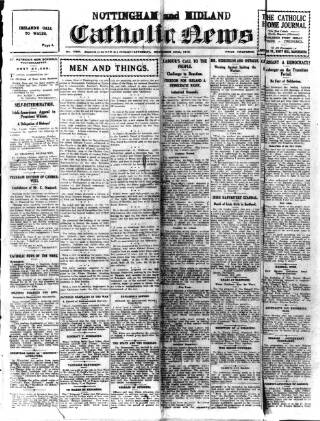 cover page of Nottingham and Midland Catholic News published on November 30, 1918
