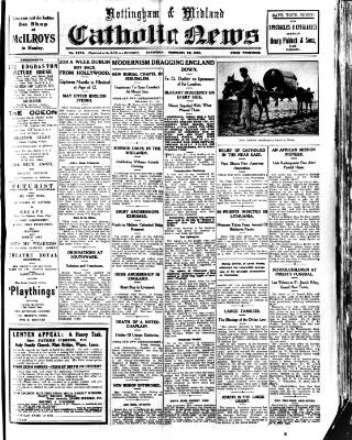 cover page of Nottingham and Midland Catholic News published on February 28, 1931
