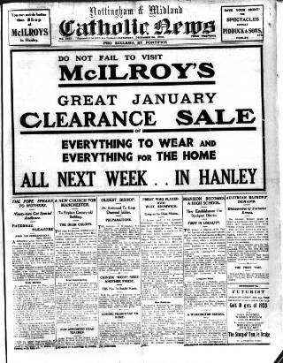 cover page of Nottingham and Midland Catholic News published on December 30, 1933