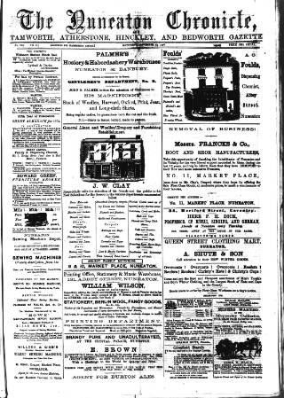 cover page of Nuneaton Chronicle published on November 15, 1873