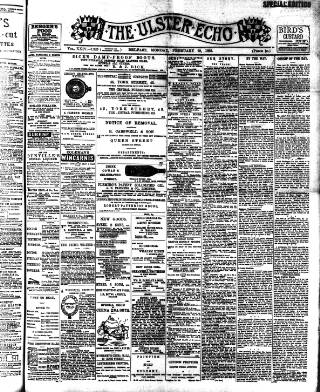cover page of Ulster Echo published on February 28, 1898
