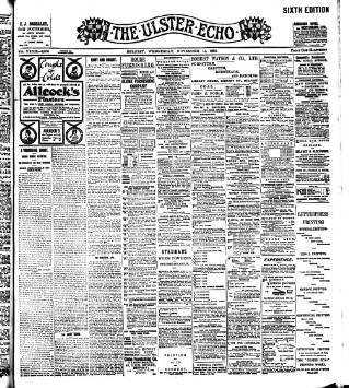 cover page of Ulster Echo published on November 15, 1905