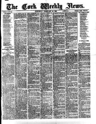 cover page of Cork Weekly News published on February 28, 1885
