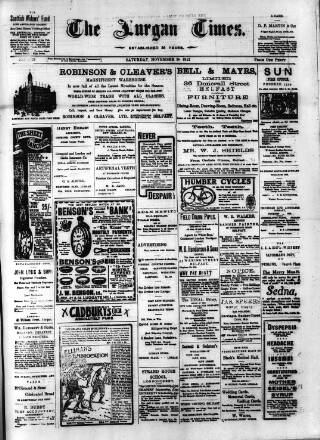 cover page of Lurgan Times published on November 30, 1912