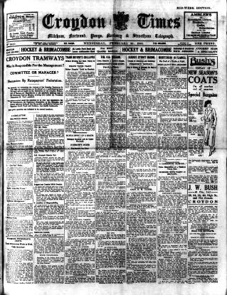 cover page of Croydon Times published on February 28, 1923