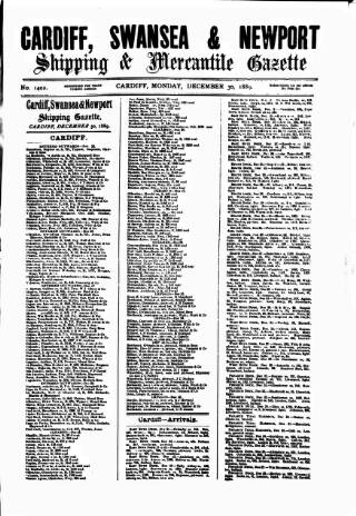 cover page of Cardiff Shipping and Mercantile Gazette published on December 30, 1889